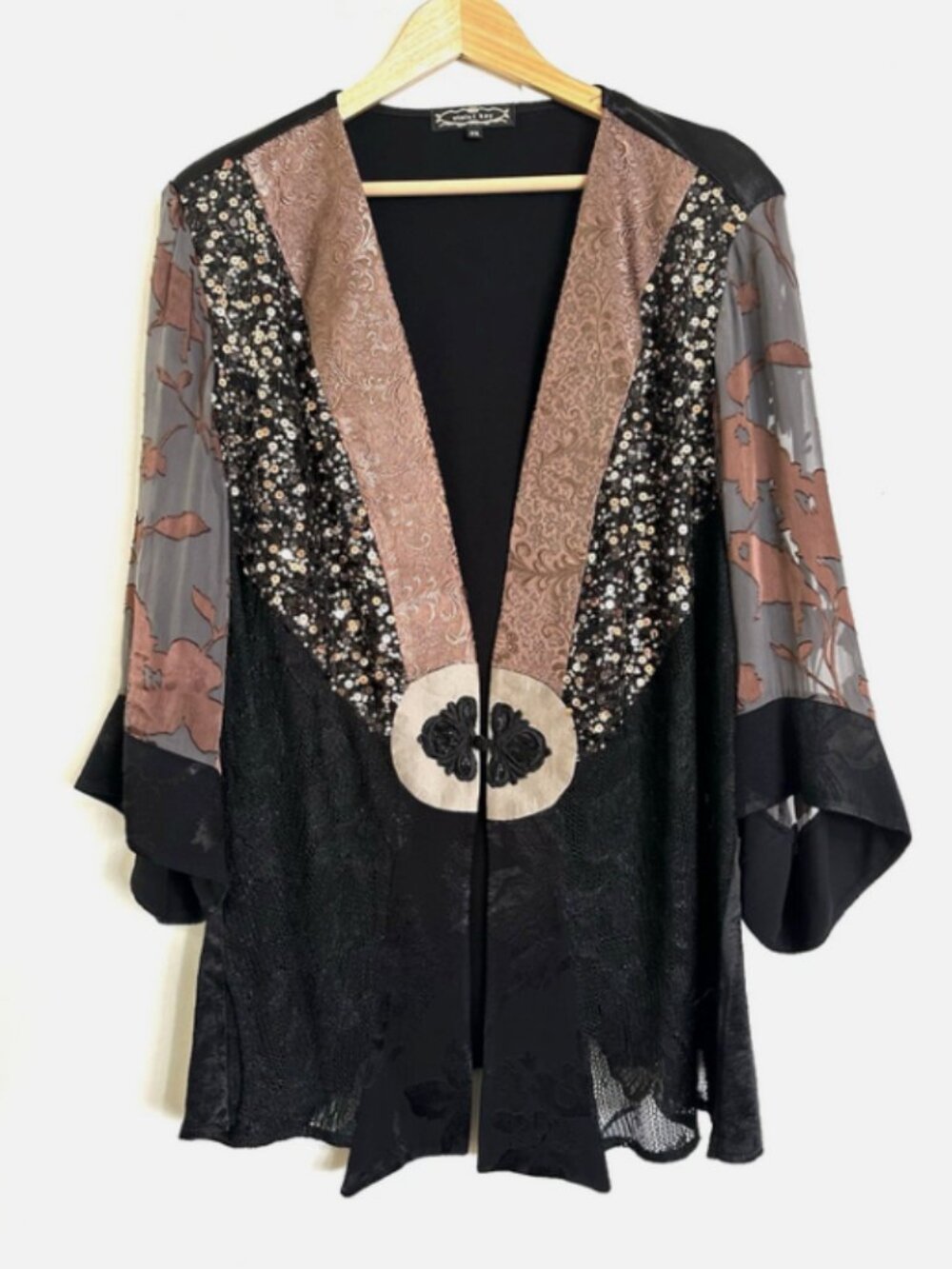 VIOLET KAY Kimono Top Size 3X Velvet Cutout Plus Spencer Alexis Silk Blend